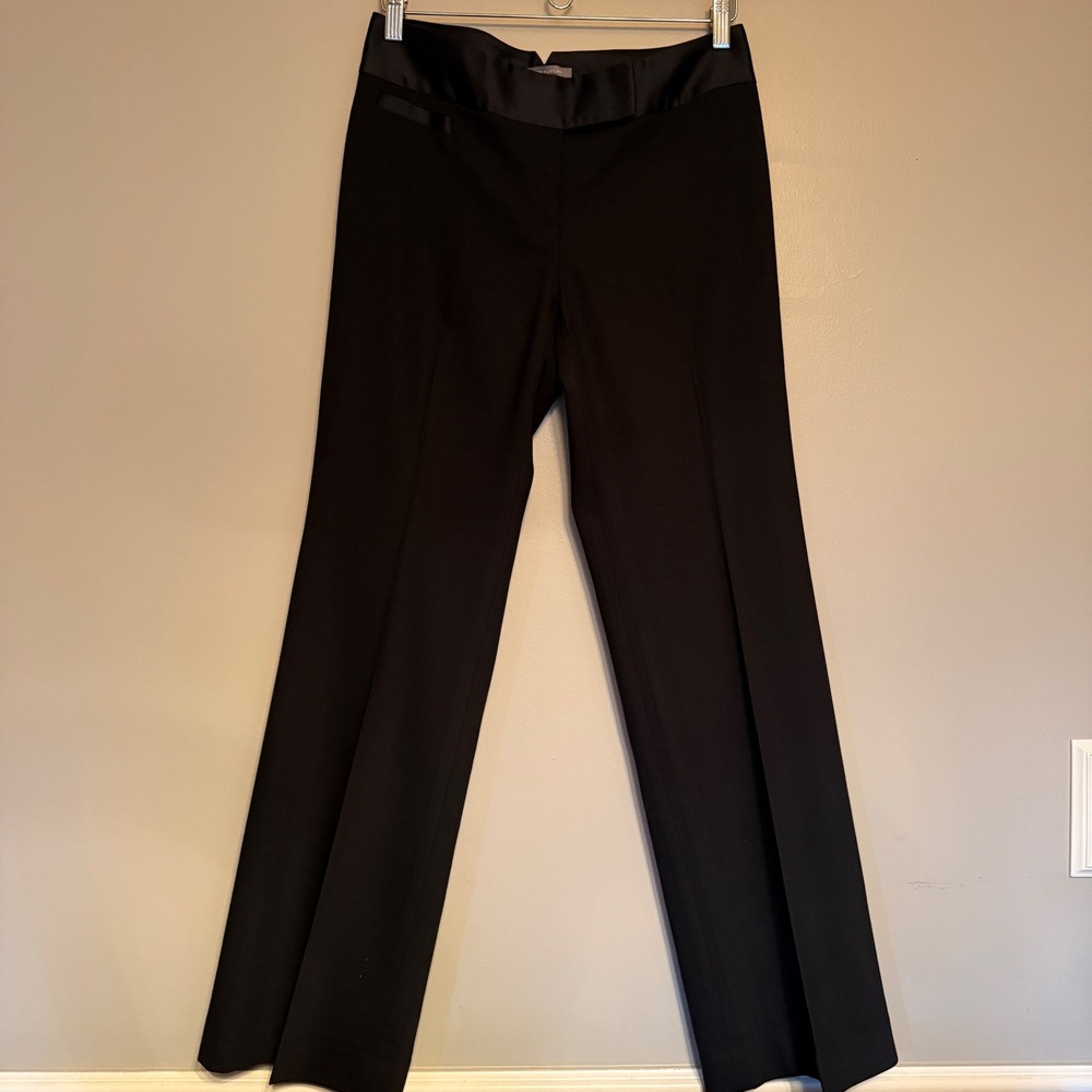 Ann Taylor Black Satin Waist Wool‎ Dress Tuxedo Chic Pants Women's Size 4